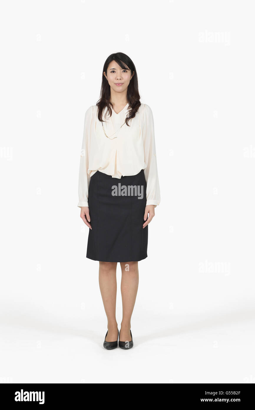 Japanische Geschäftsfrau auf weißem Hintergrund Stockfoto