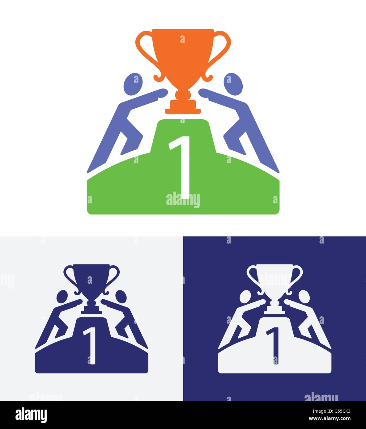 Man Wettbewerb Gewinner erhalten Cup Spiel Sport Logo Vektorgrafik Stock Vektor