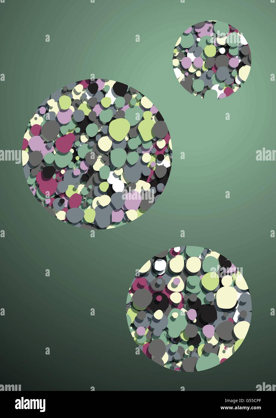 dunkelgrünen Hintergrund mit abstrakte farbige Blase-Kreise-Vektor-Design-illustration Stock Vektor