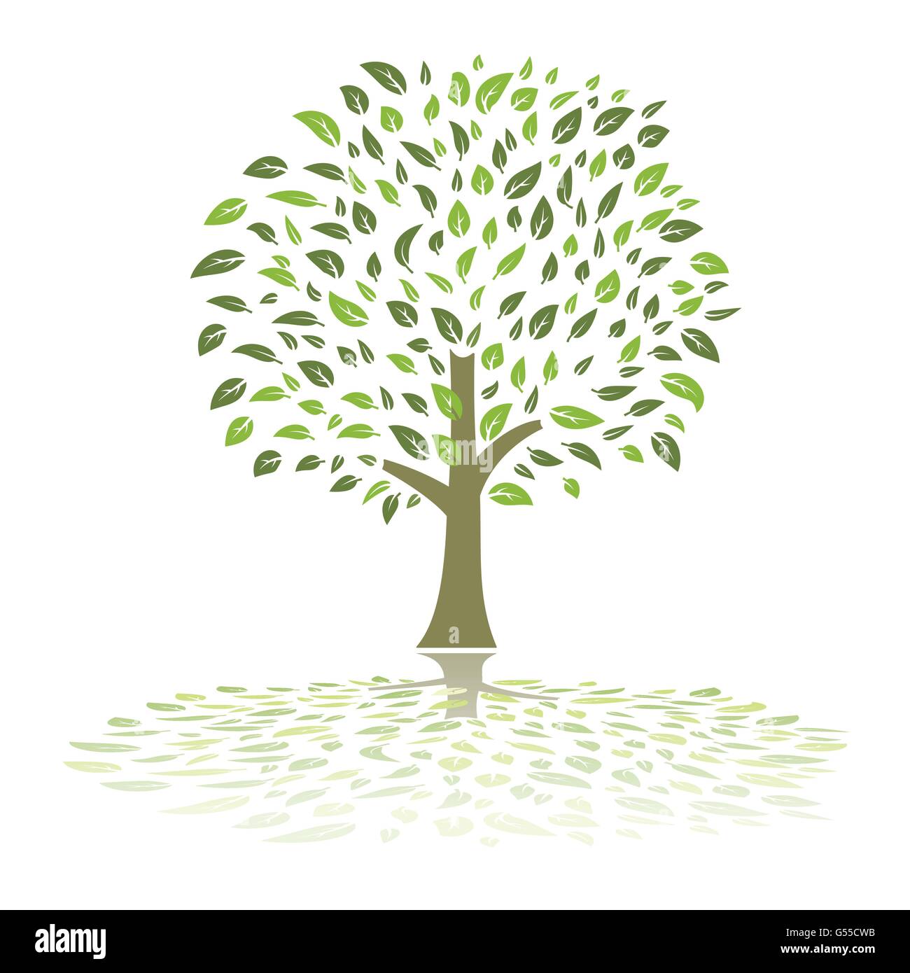 grüne Blätter Laub Sommer Baum Ökologie Illustration Vektor Stock Vektor