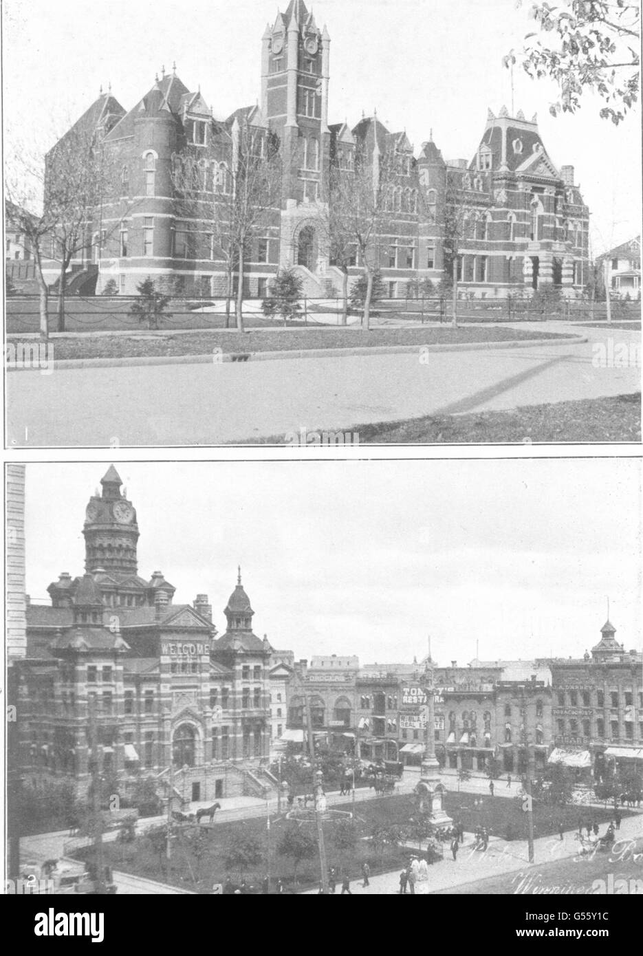 Kanada: Winnipeg 1 Gerichte Recht; 2 Rathaus Sq, mit Gemeindehaus, 1907 Stockfoto