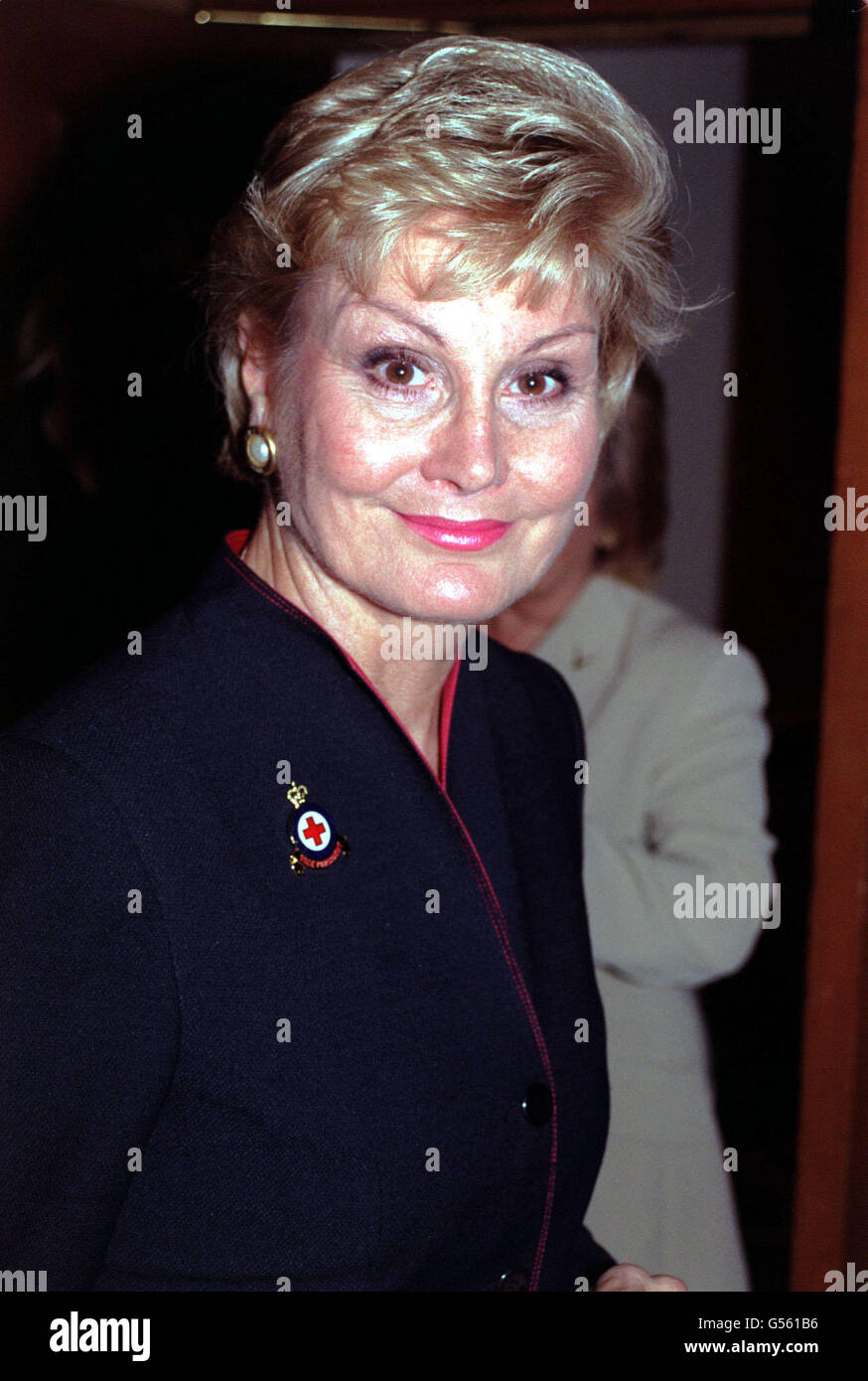 Ehemalige Newsreader Angela Rippon beim Millennium Festival of Women's Work im Londoner Cafe Royal. Das Festival wurde anlässlich des 45. Jahrestages des Mittagessens der Frauen des Jahres organisiert und ist das erste Mal, dass Männer eingeladen wurden. *13/12/01 Newsreader Angela Rippon beim Millennium Festival of Women's Work im Londoner Cafe Royal, der von zwei Männern im Westen Londons angegriffen und beraubt wurde, sagte die Polizei am Donnerstag, den 13. Dezember 2001. Stockfoto