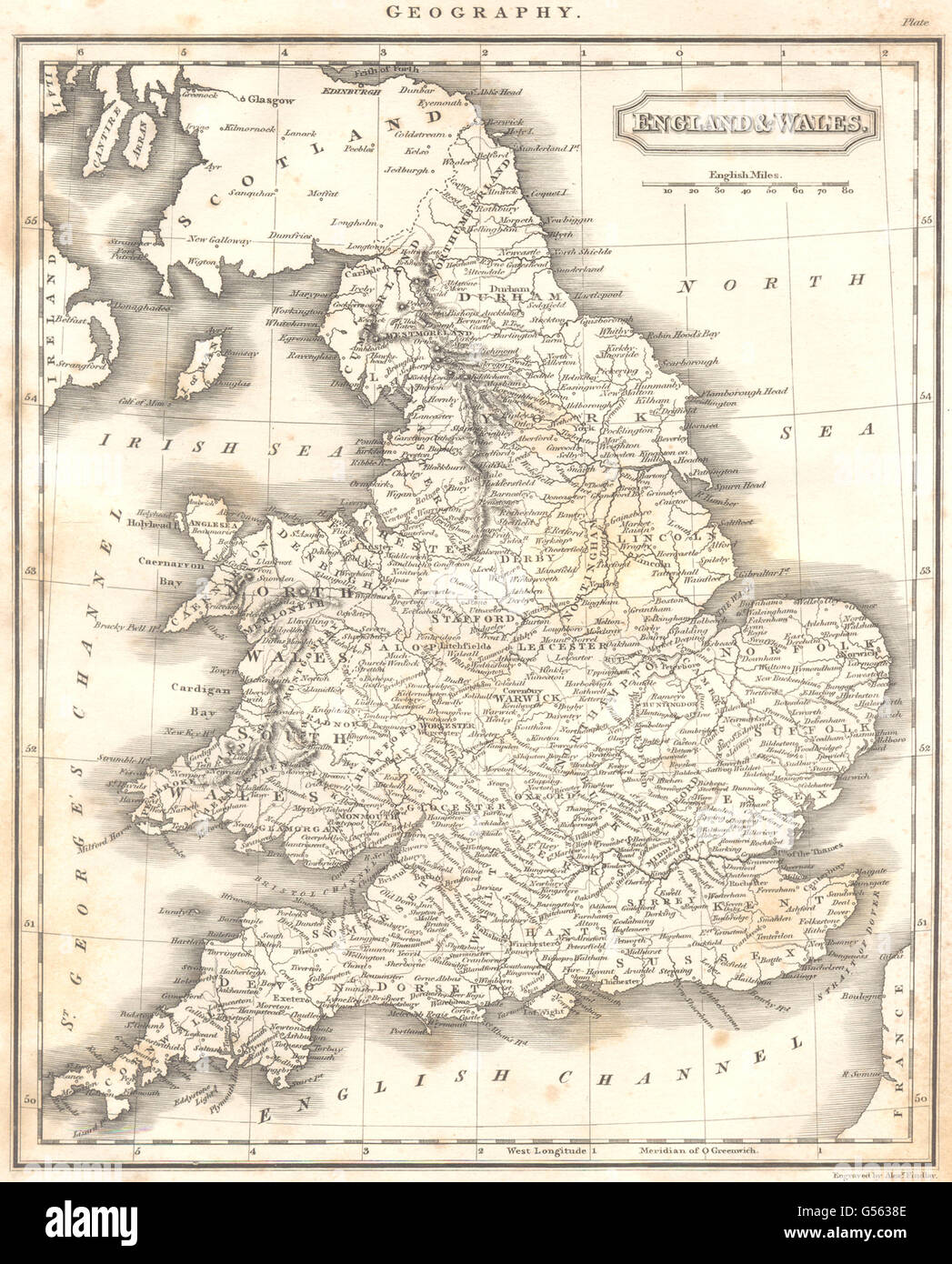 Vereinigtes Konigreich England Wales Zeigt Netz Stadte Grafschaften 1830 Alte Karte Stockfotografie Alamy