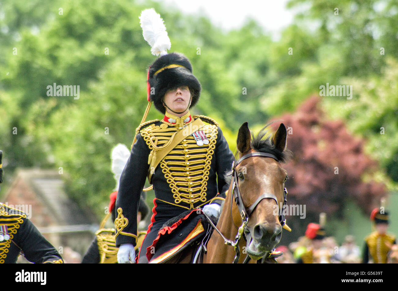 Des Königs Troop Royal Horse Artillery Durchführung eine Anzeige an die drei Grafschaften Schuh Stockfoto