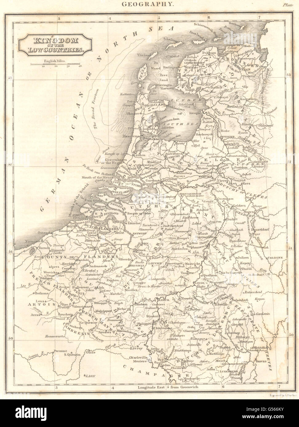 Königreich von THE LOW COUNTRIES: Belgien Niederlande Luxemburg, 1830 Antike Landkarte Stockfoto