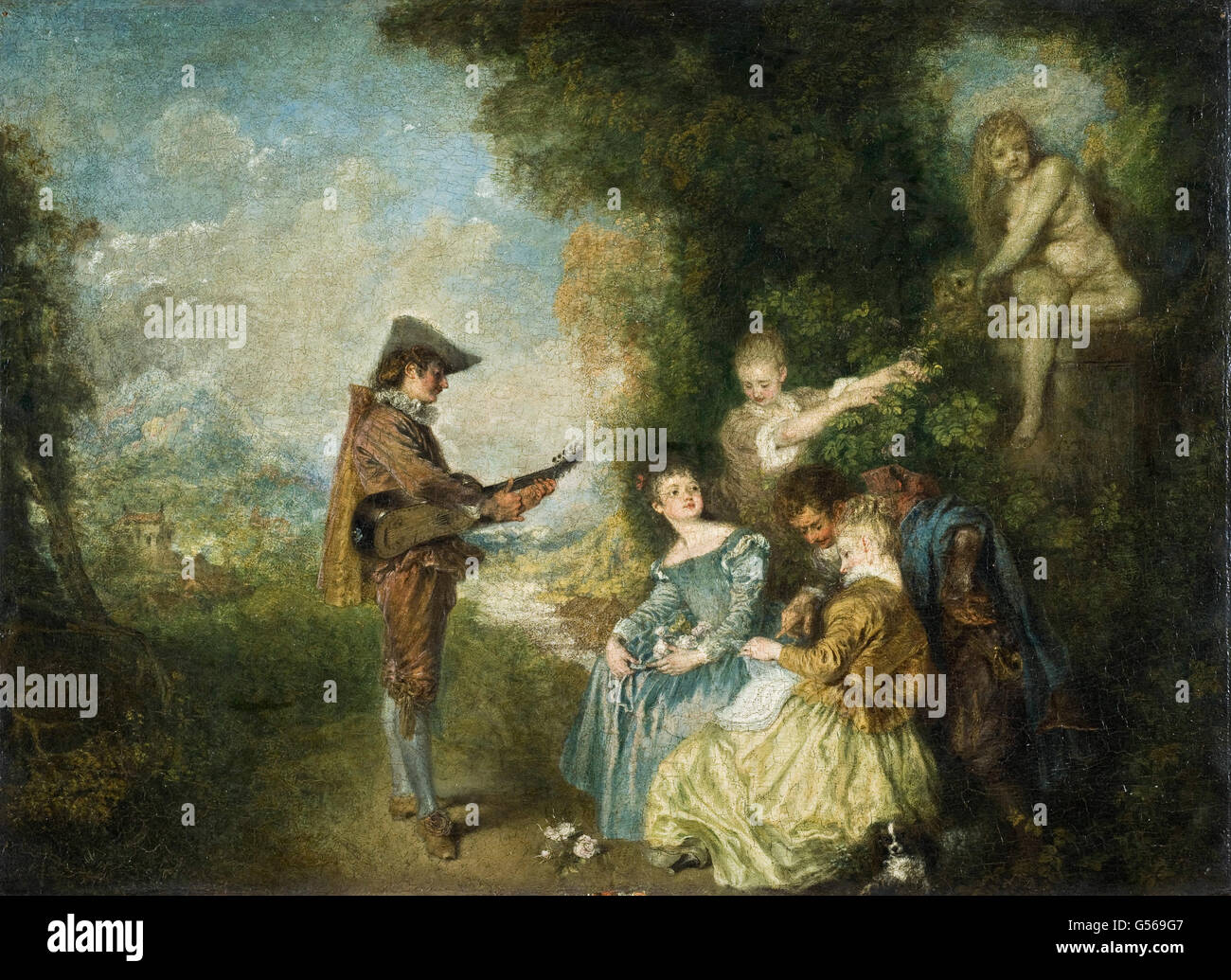 Antoine Watteau - der Liebe-Lektion Stockfoto