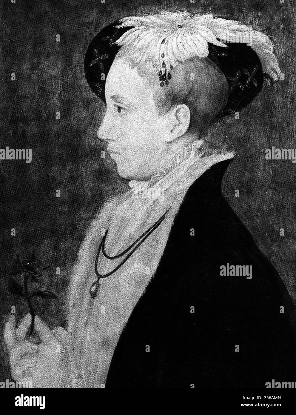 KÖNIG EDWARD VI. : EIN Porträt von Edward VI. (1537-1553), König von England 1547-1553. Edward war der Sohn von König Heinrich VIII und Jane Seymour. Sein Onkel, der Herzog von Somerset, war Regent bis 1552, als er hingerichtet wurde. Edward Than kam unter die Kontrolle von Dudley, Herzog von Northumberland. Seine Herrschaft war bemerkenswert für die vandalistischen Exzesse der Reformation. Stockfoto