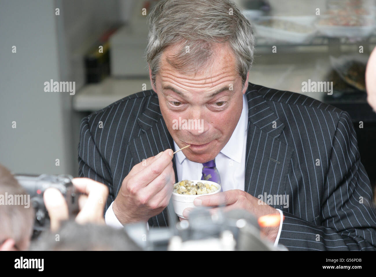 Harwich, Essex UK 21. Juni 2016. Nigel Farage kommt in Harwich für die Abstimmung verlassen Kampagne. Bildnachweis: David Johnson/Alamy Live-Nachrichten Stockfoto