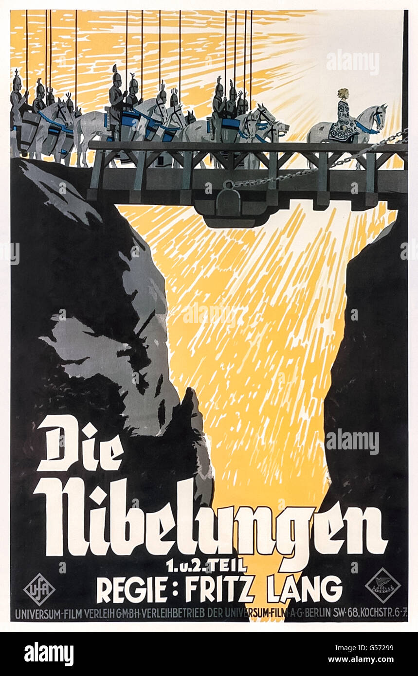 "Sterben Nibelungen" deutsche Filmplakat 1924, Regie: Fritz Lang (1890-1976). Siehe Beschreibung für mehr Informationen. Stockfoto