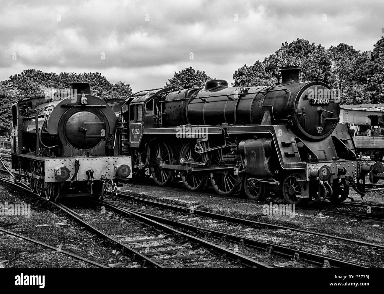 Dampf Züge schwarz / weiß Stockfoto
