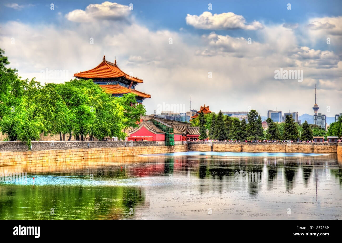 Wassergraben um die Verbotene Stadt - Beijing Stockfoto