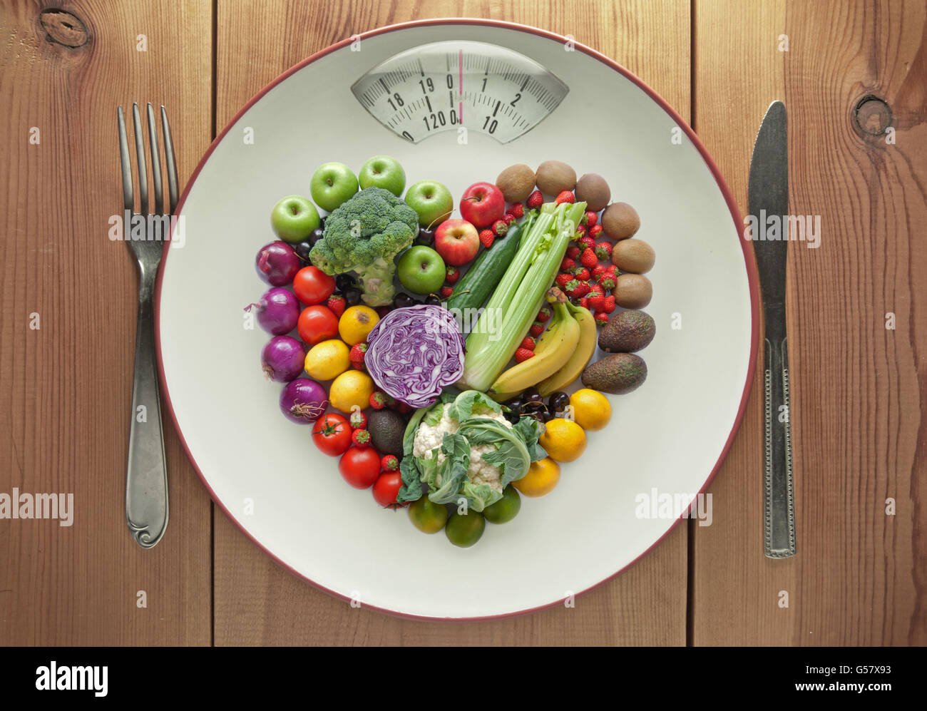 Diät mit einem Gewicht von Waage-Konzept Stockfoto