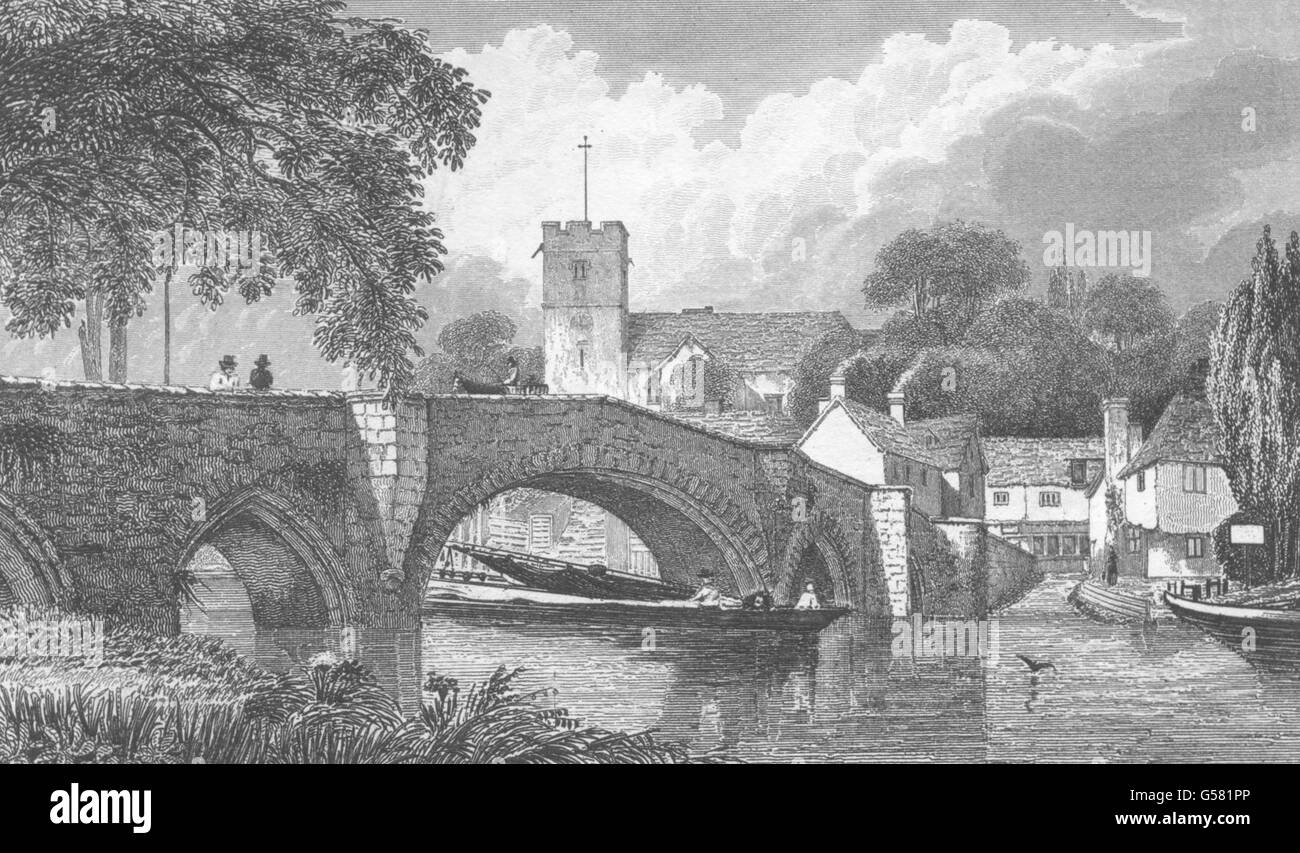 KENT: Aylesford Kirche & Brücke, Kent. (Bartlett/Strandschnecken), antique print 1828 Stockfoto