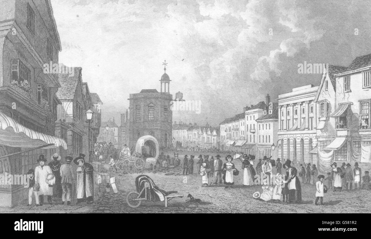 KENT: High Street Maidstone, Kent, antique print 1828 Stockfoto