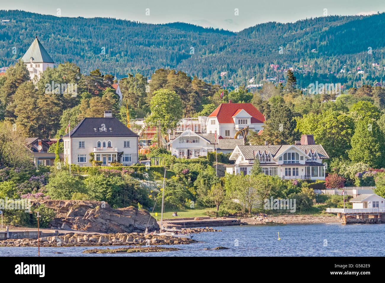 Kleiner Hafen Oslofjord Oslo Norwegen Stockfoto