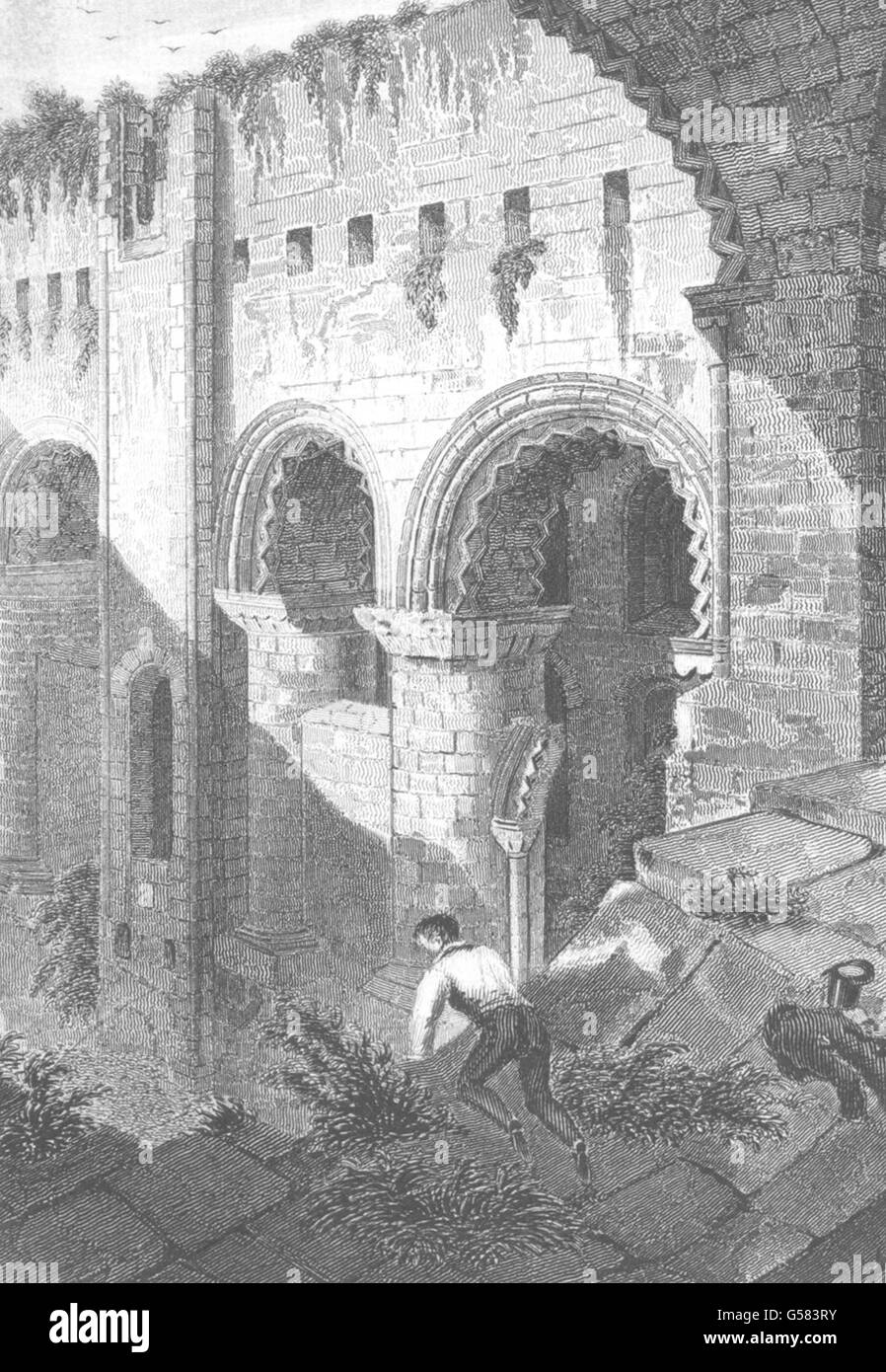KENT: Interieur von Rochester Castle, Kent. Allen. (Bartlett/Strandschnecken), 1833 Stockfoto