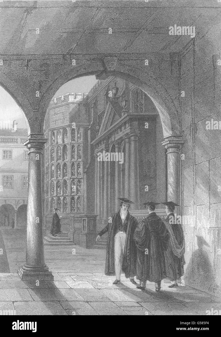 CAMBRIDGE: Trinity College von S. E. Winkel der Klöster. (Le Keux), c1842 Stockfoto