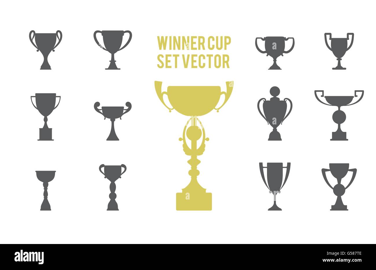 Sieger Symbolsatz Pokal Meisterschaft Belohnung Vektor Stock Vektor