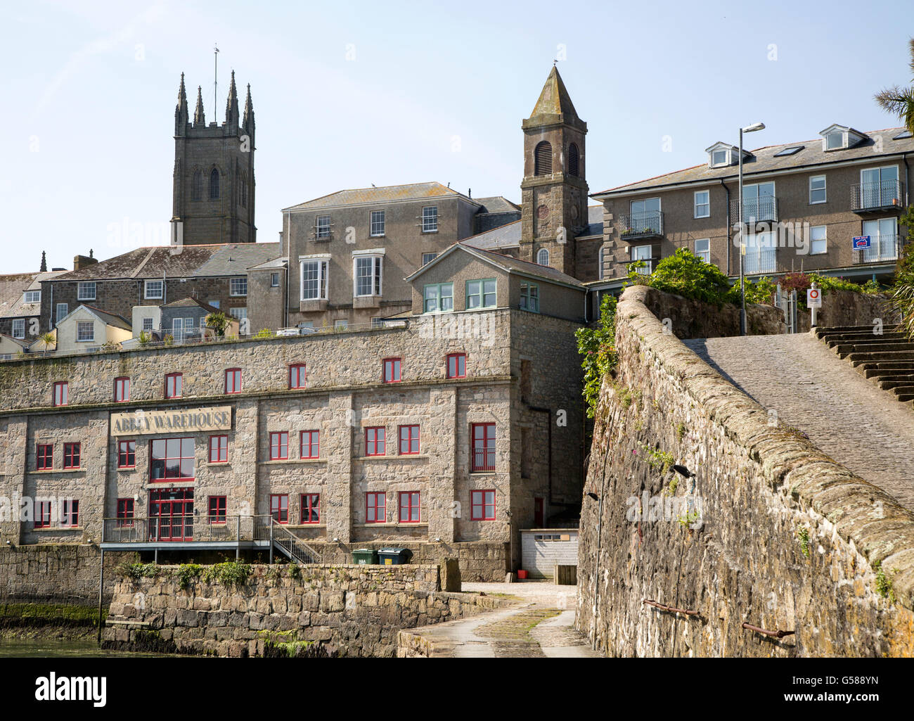 Historische Gebäude im Stadtzentrum von Penzance, Cornwall, England, UK Stockfoto