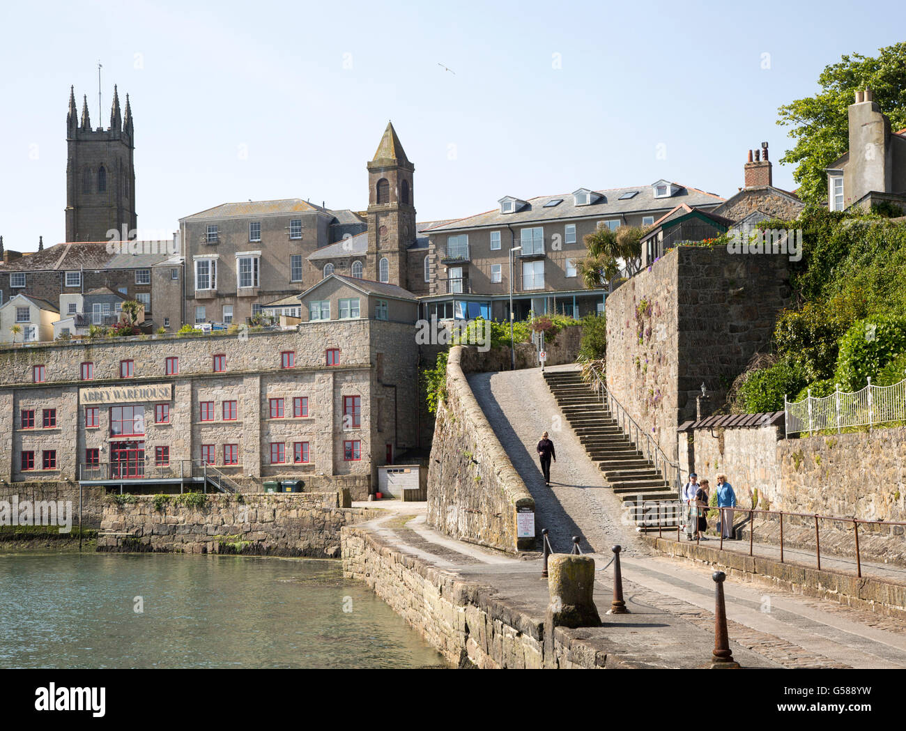 Historische Gebäude im Stadtzentrum von Penzance, Cornwall, England, UK Stockfoto