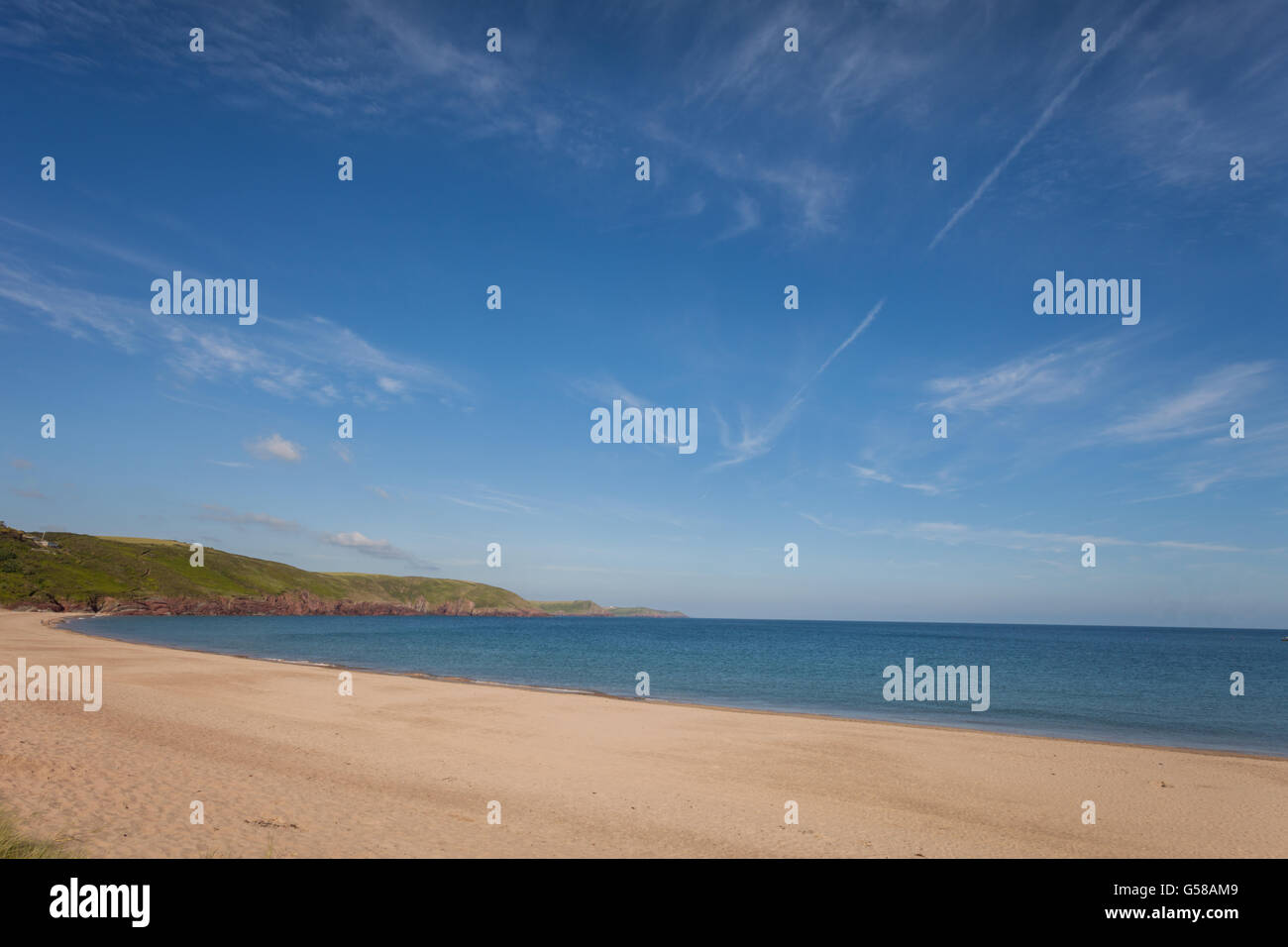 Süßwasserstrand im Sommer, Freshwater West South Pembrokeshire Wales UK Stockfoto