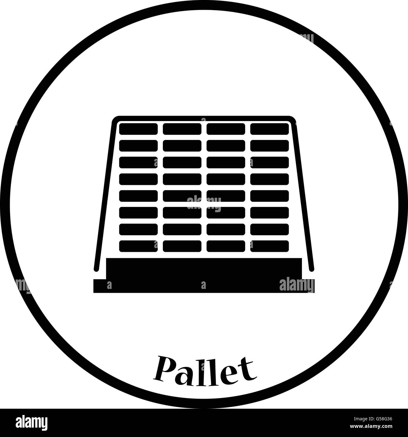 Ikone des Bau-Palette. Dünnen Kreis Design. Vektor-Illustration. Stock Vektor
