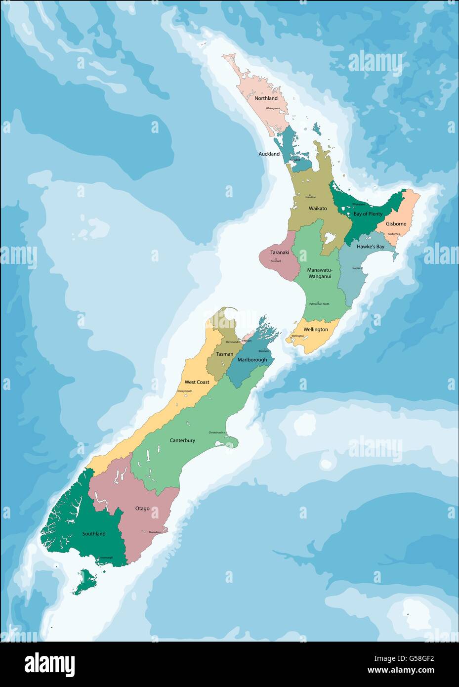 Neuseeland-Karte Stock Vektor