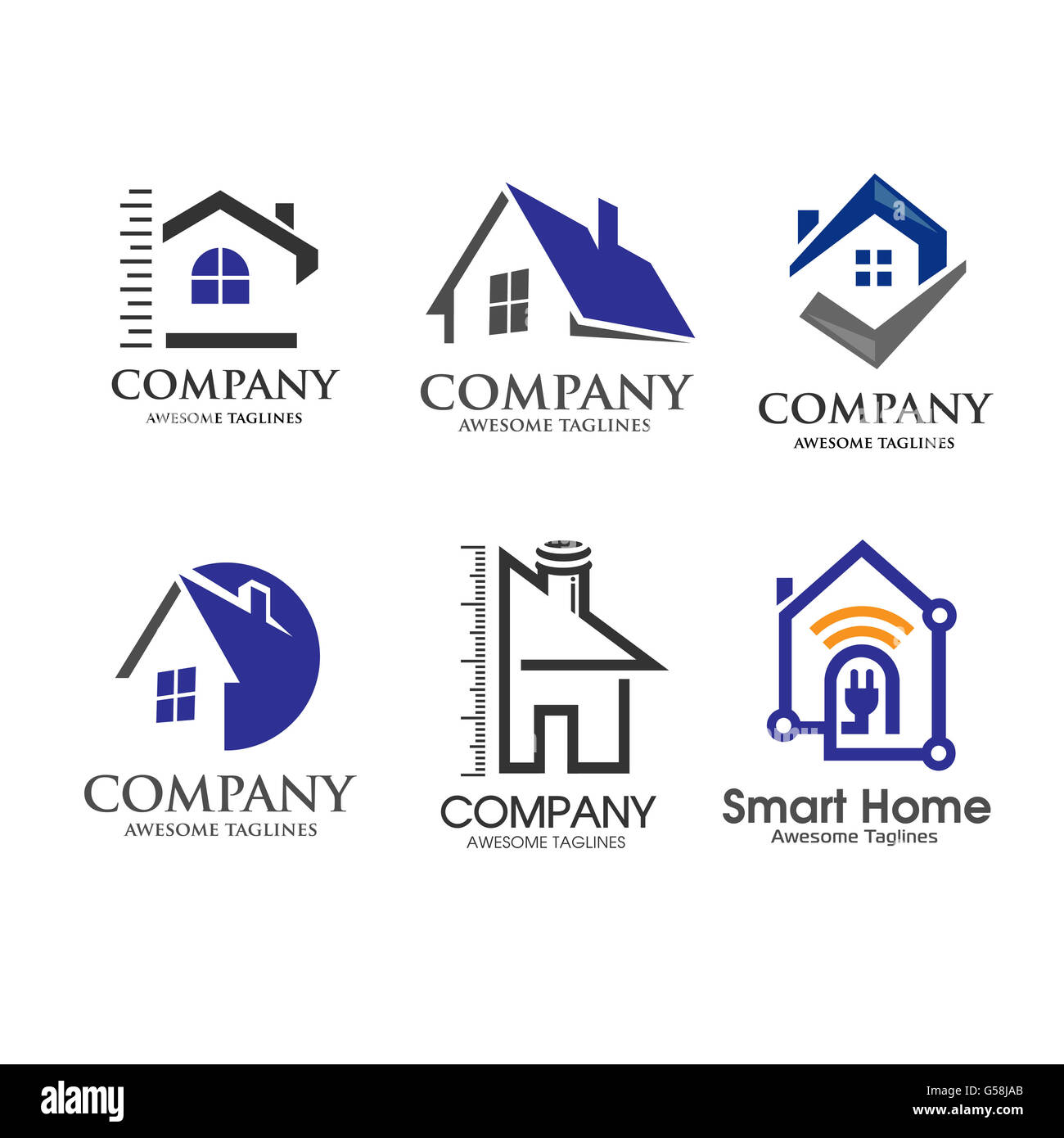 Home Design, kreatives Design Projekten. Immobilien logo Stockfoto