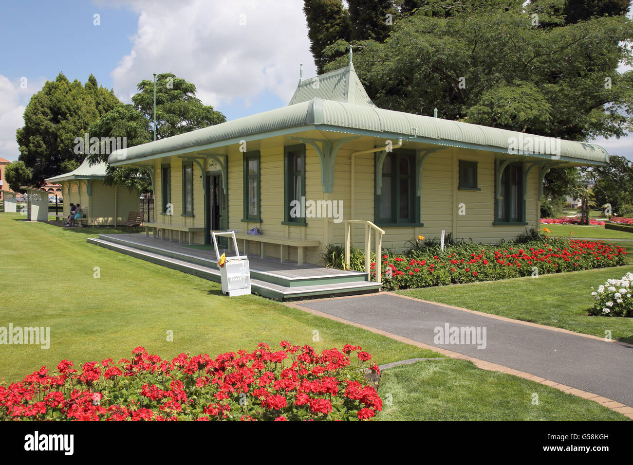 Krocket Pavillon bei Rotorua Government Gardens Neuseeland Stockfoto