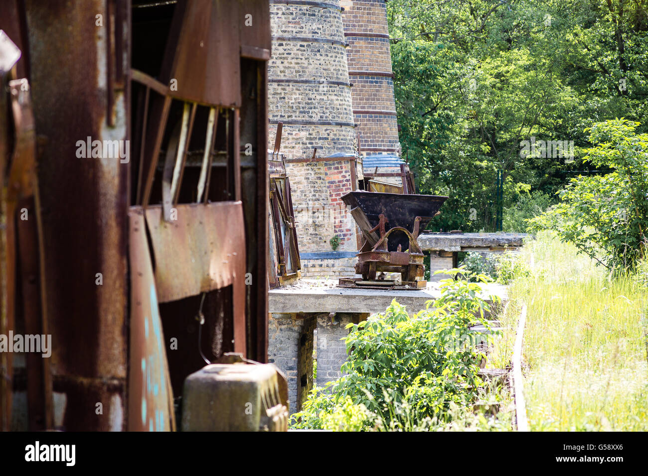 Historischer Bergbau Schiene Warenkorb Stockfoto