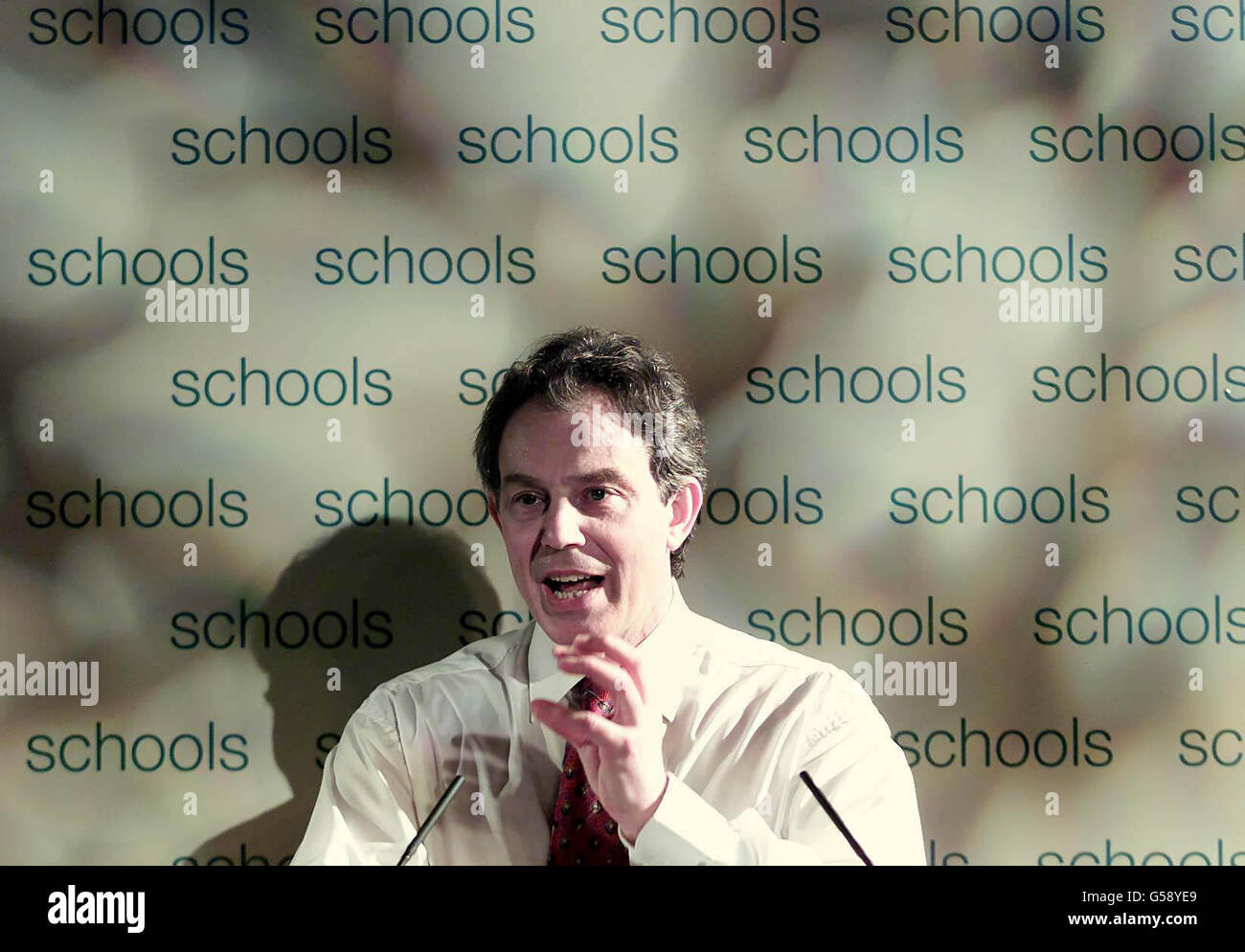 Tony Blair Seminar über Schulen Stockfoto
