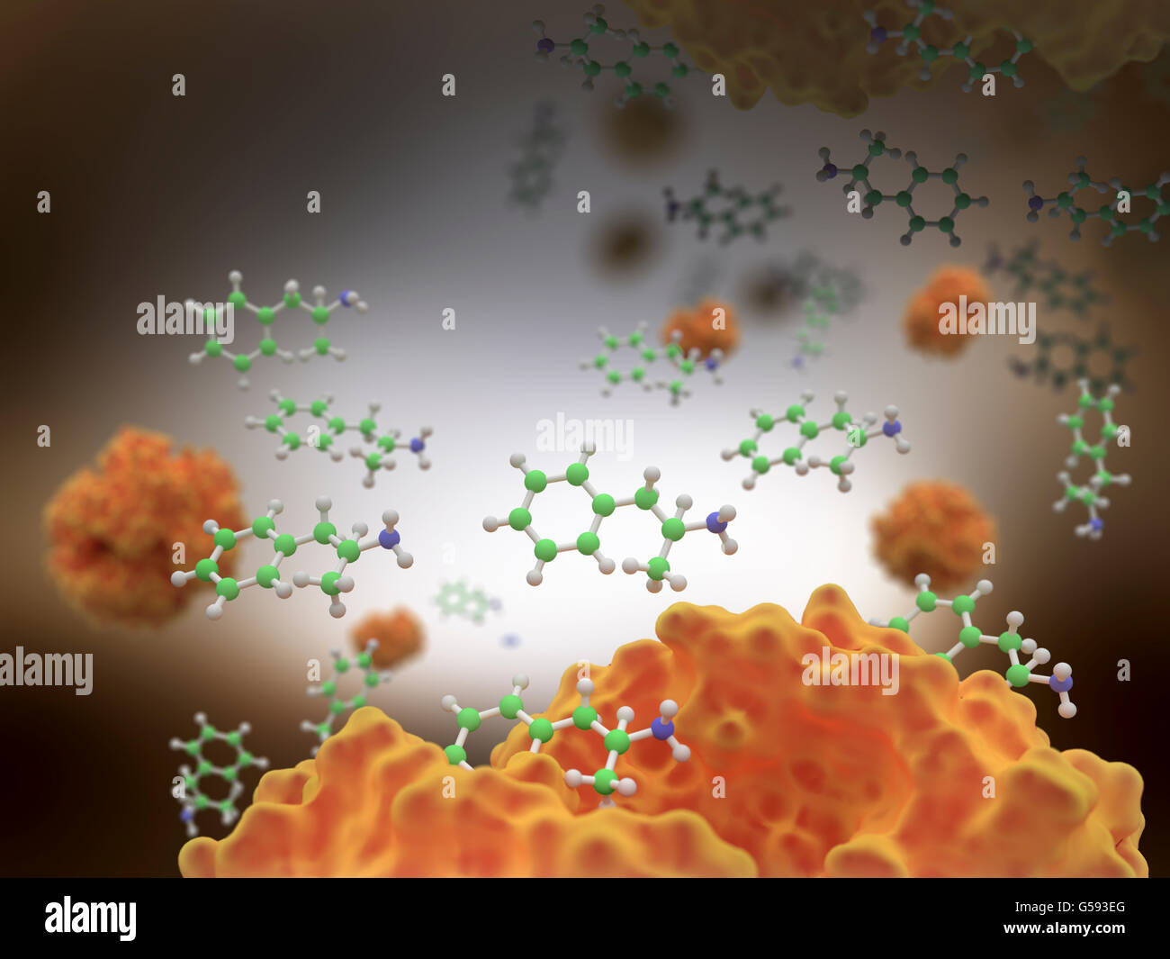 Amphetamin (in grün), ist eine synthetische Droge, ein potenter zentrale Nervensystem (ZNS) Stimulans Stockfoto