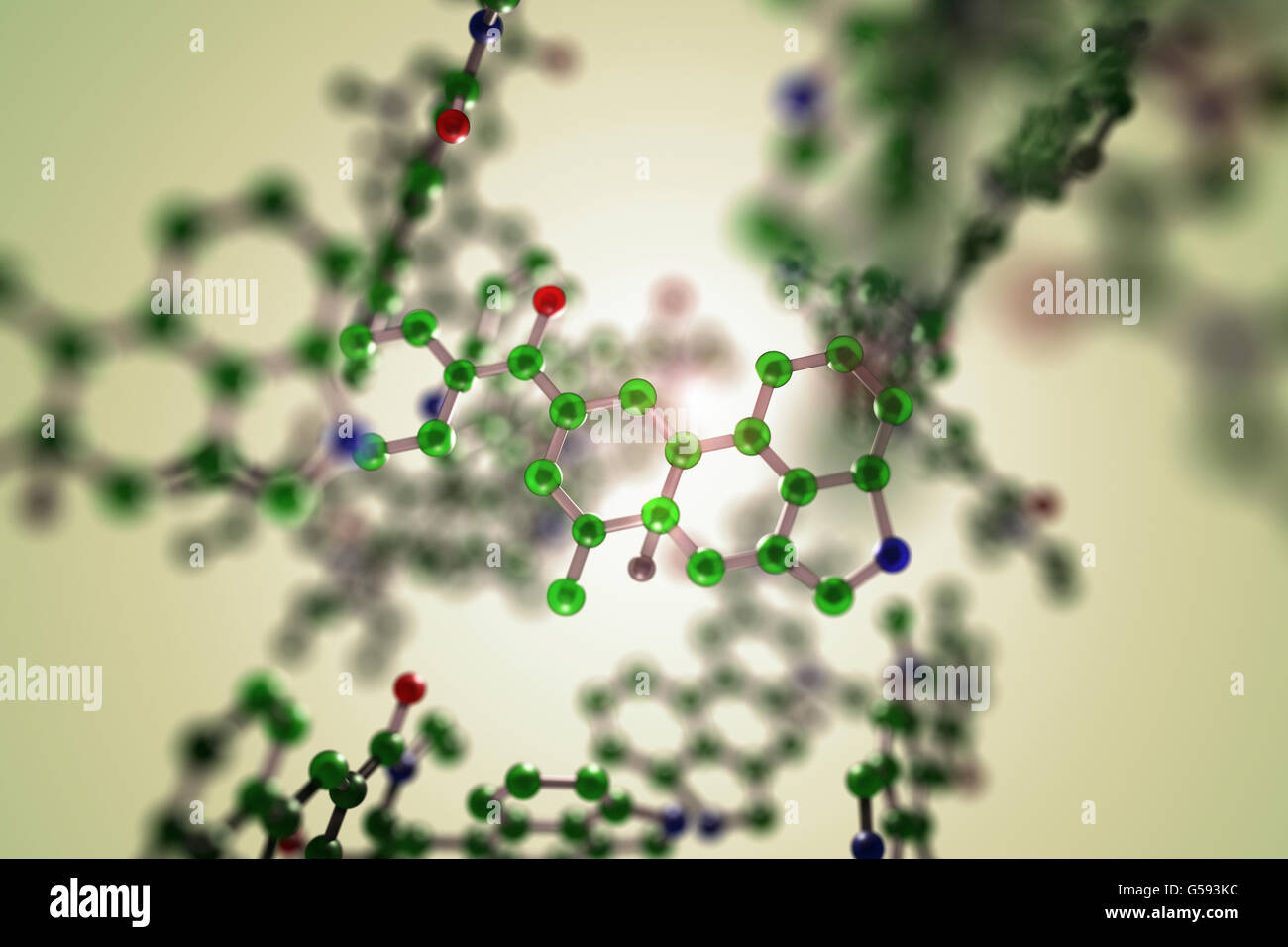 LSD (Lysergic Acid Diethylamide) Moleküle, auch bekannt als Säure, ist eine psychedelische Droge, die bekannt für ihre psychologischen Auswirkungen Stockfoto