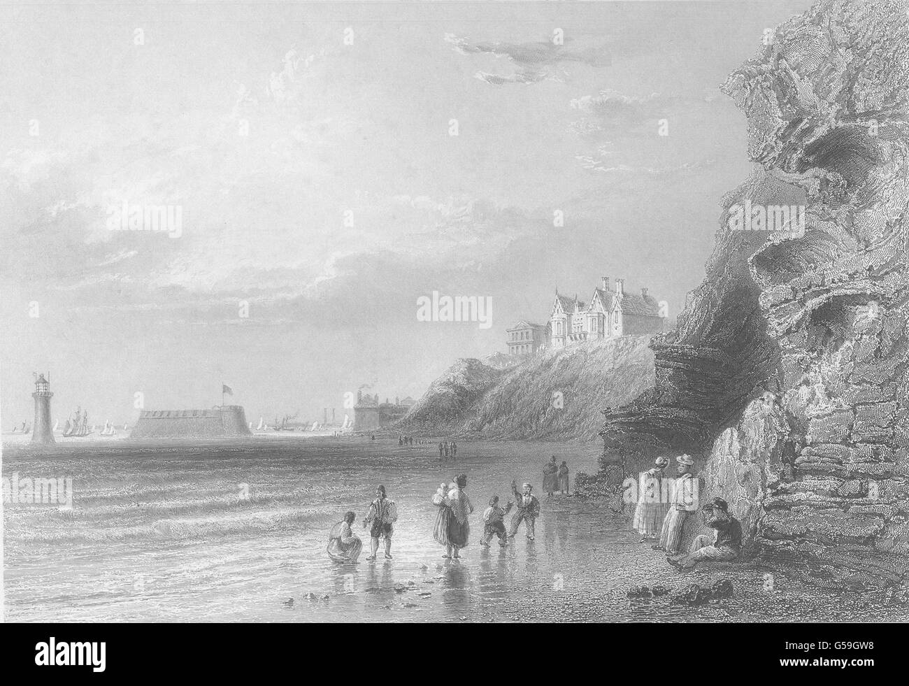 CHESHIRE: New Brighton. (Bartlett/Finden), antike print 1842 Stockfoto