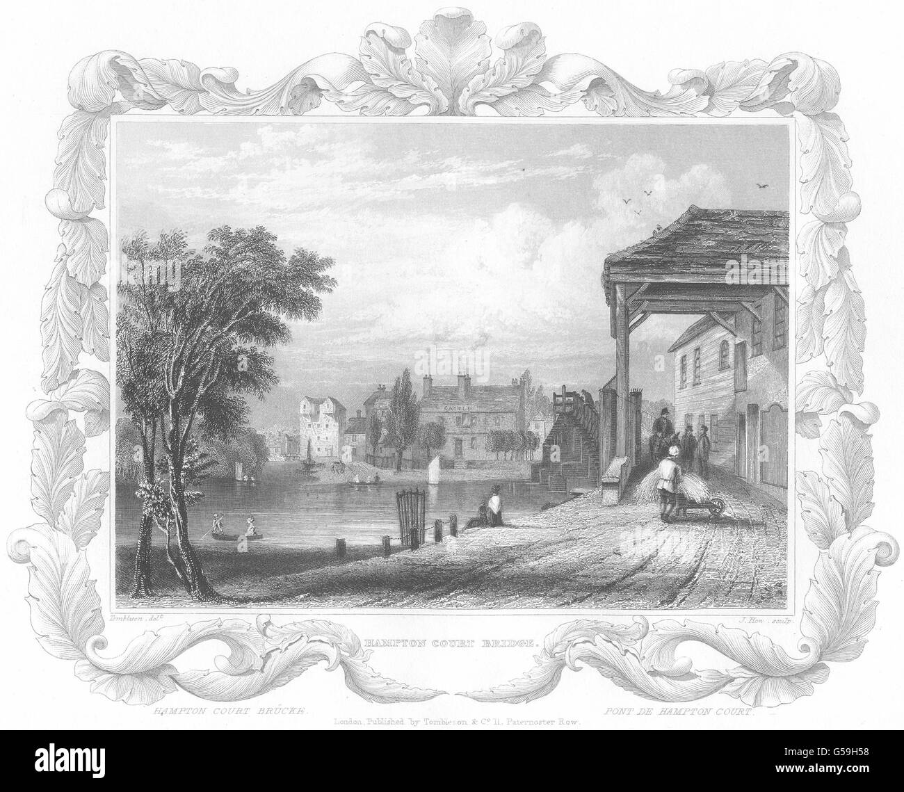 LONDON: Hampton Court Bridge. Tombleson, antiken print 1830 Stockfoto