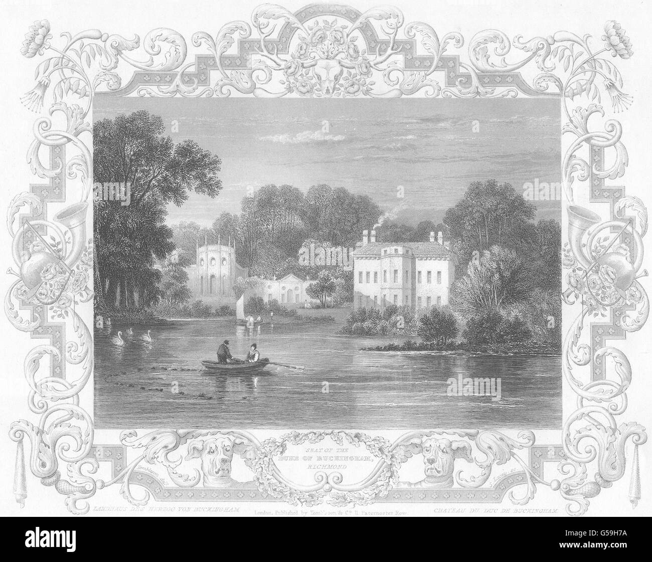 SURREY: Sitz des Duke Of Buckingham, Richmond (Tombleson), alten Drucken 1830 Stockfoto