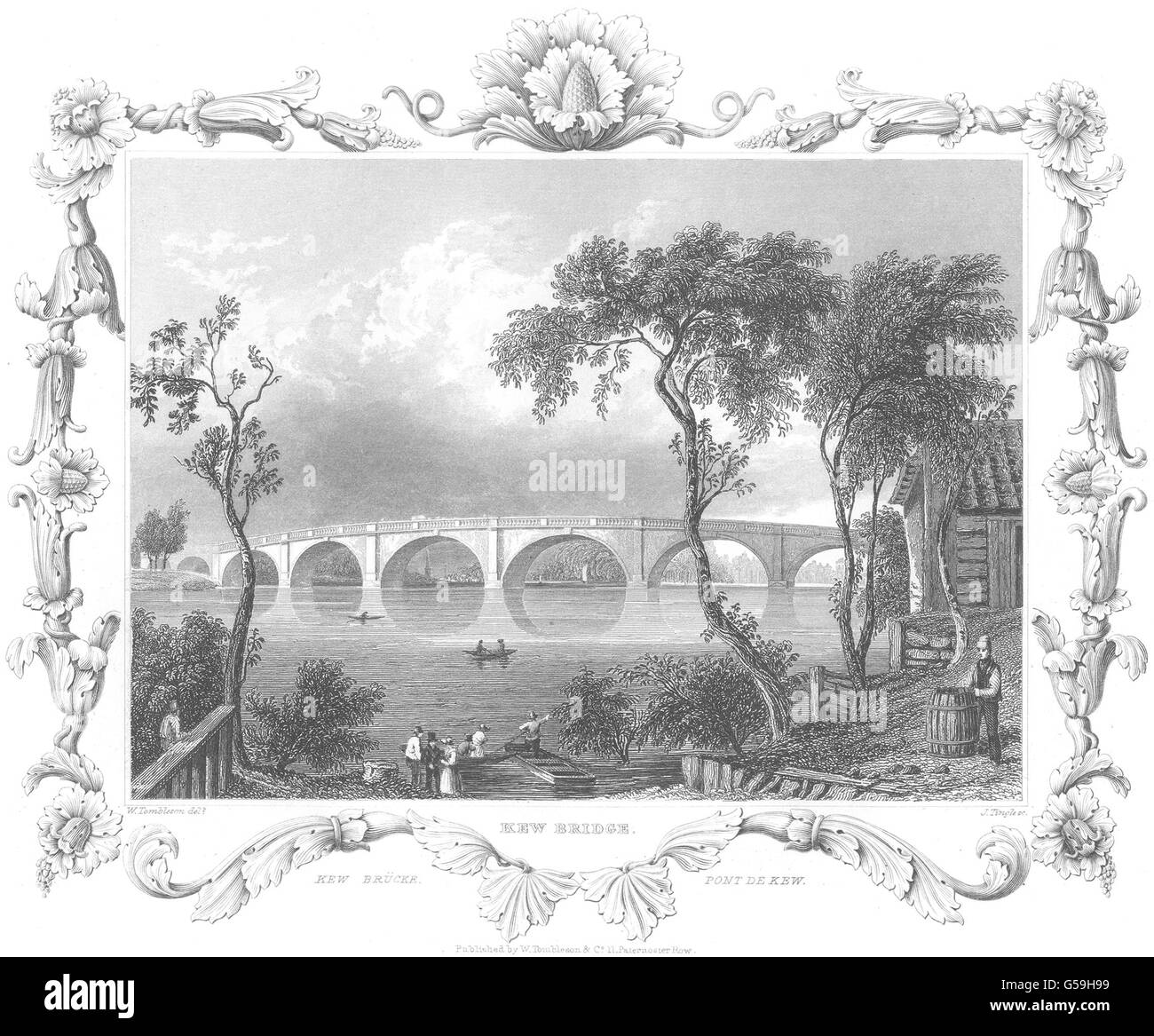 LONDON: Kew Bridge (Tombleson), antique print 1830 Stockfoto