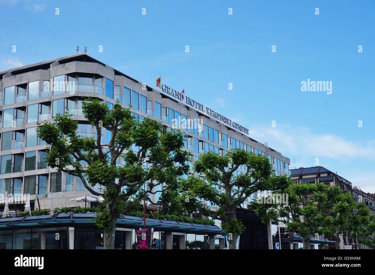 Grand Hotel Kempinski, befindet sich am Quai du Mont-Blanc in Genf, Schweiz Stockfoto