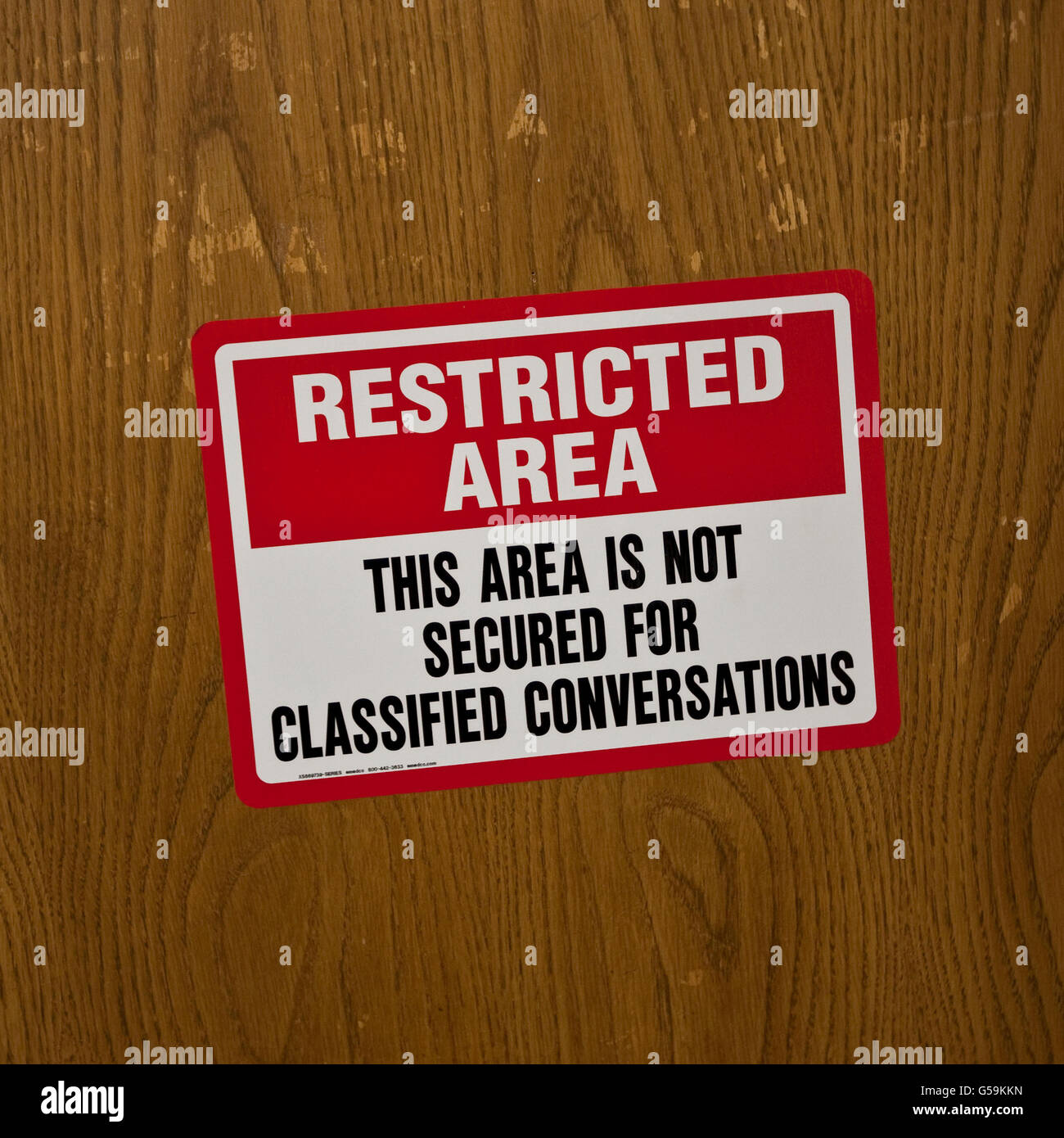 Zeichen: "Bereich. Das Gebiet ist nicht klassifizierten Gespräche an FBI National Academy in Quantico, VA, USA, 2009 zugesichert Stockfoto