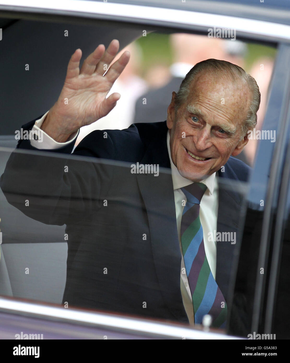 Der Herzog von Edinburgh bei einem Besuch im Scone Palace in Perth. Stockfoto