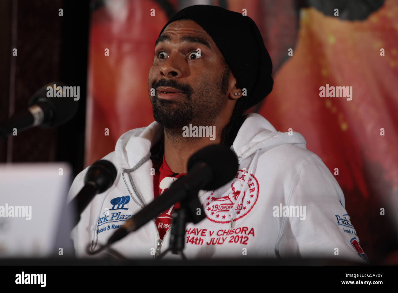 Boxen - David Haye V Dereck Chisora - Kopf an Kopf - Gilgamesch Restaurant Bar und Lounge Stockfoto