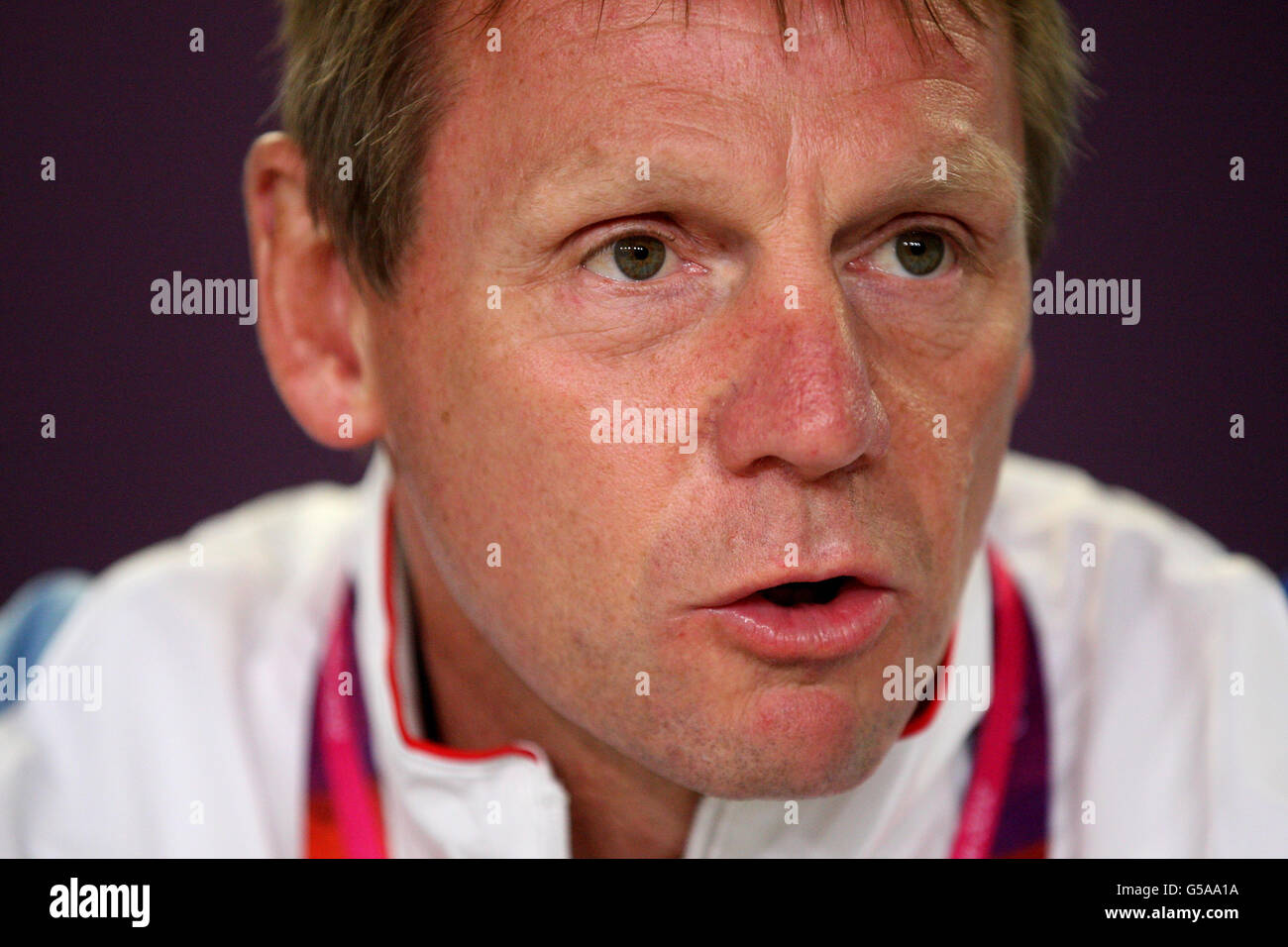 Olympia - Olympiade 2012 in London - Großbritannien Männer Fußball Pressekonferenz - Olympiapark Stockfoto