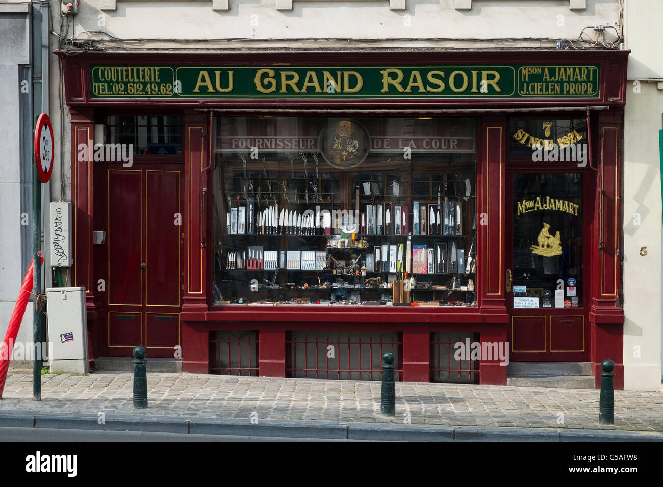Messer Rasiermesser Cutler Rasoir Shop Shops Brüssel Stockfoto