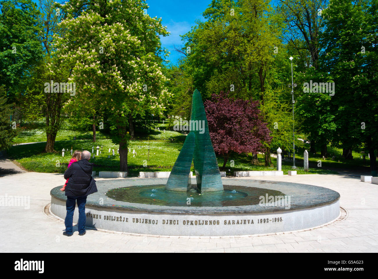 Denkmal für Kinder getötet, während Anfang der 90er Jahre Belagerung, Veliki Park, Sarajevo, Bosnien und Herzegowina, Europa Stockfoto