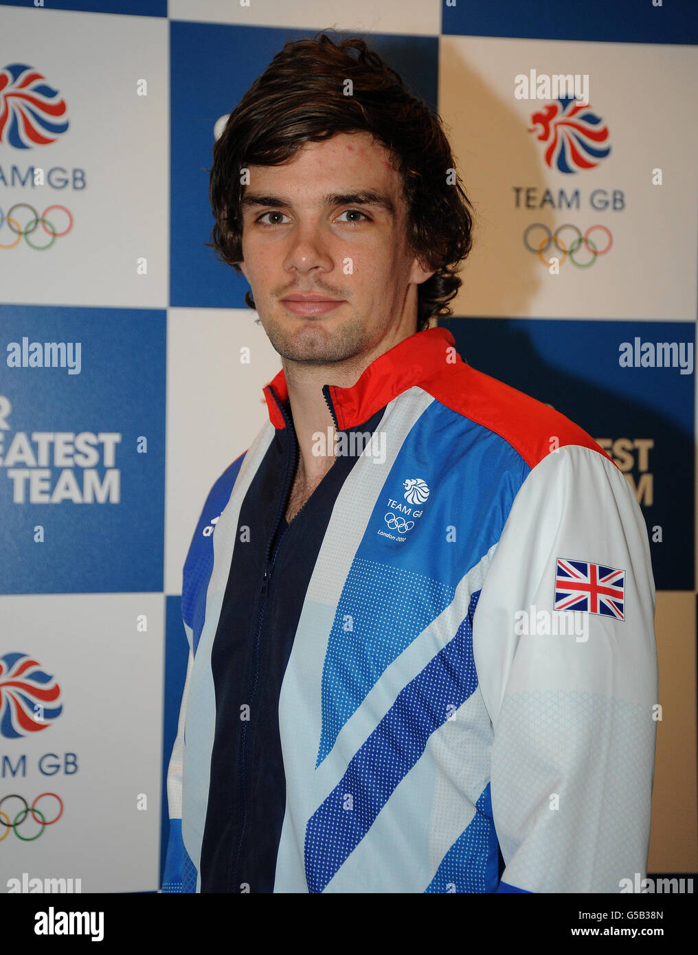 Olympische Spiele - Olympische Spiele 2012 in London - Team GB Kitting Out - Handball - Loughborough University. Der britische John Pearce während der Londoner Kitting Out Session 2012 an der Loughborough University, Loughborough. Stockfoto