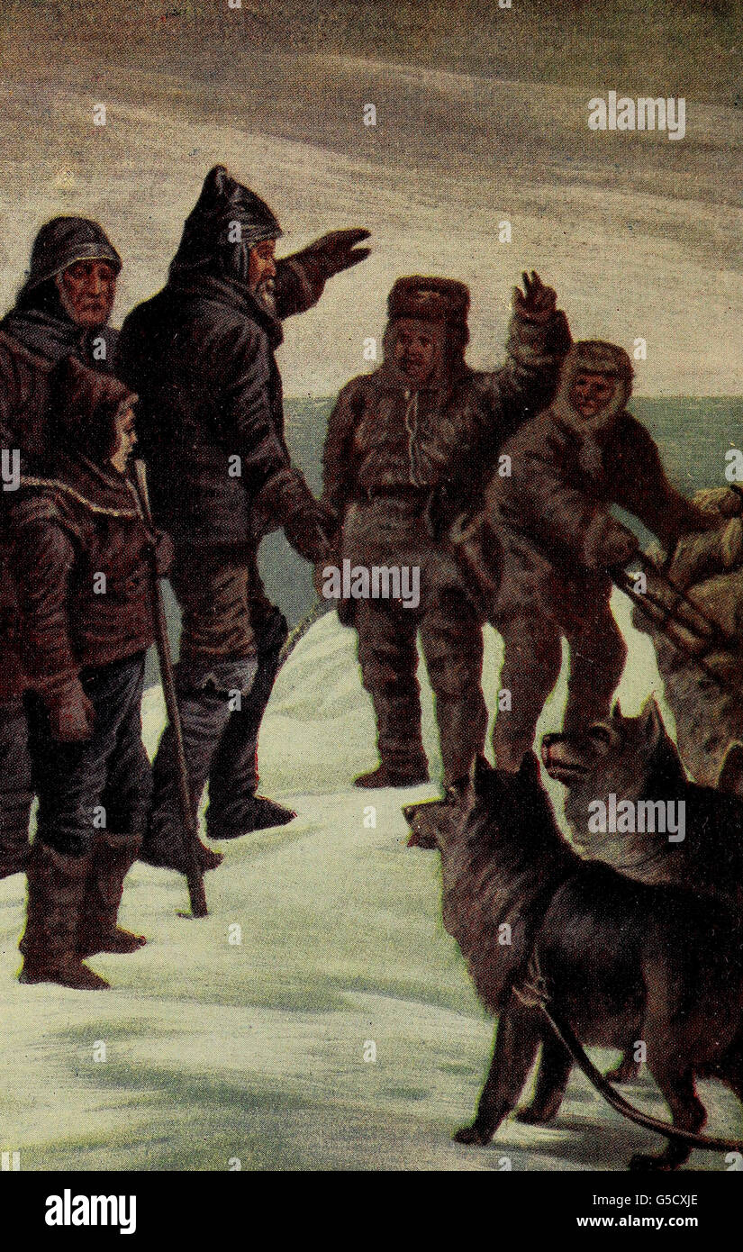 Beiden Parteien vermischt mit großer Zuversicht in die Arktis, um 1900 Stockfoto