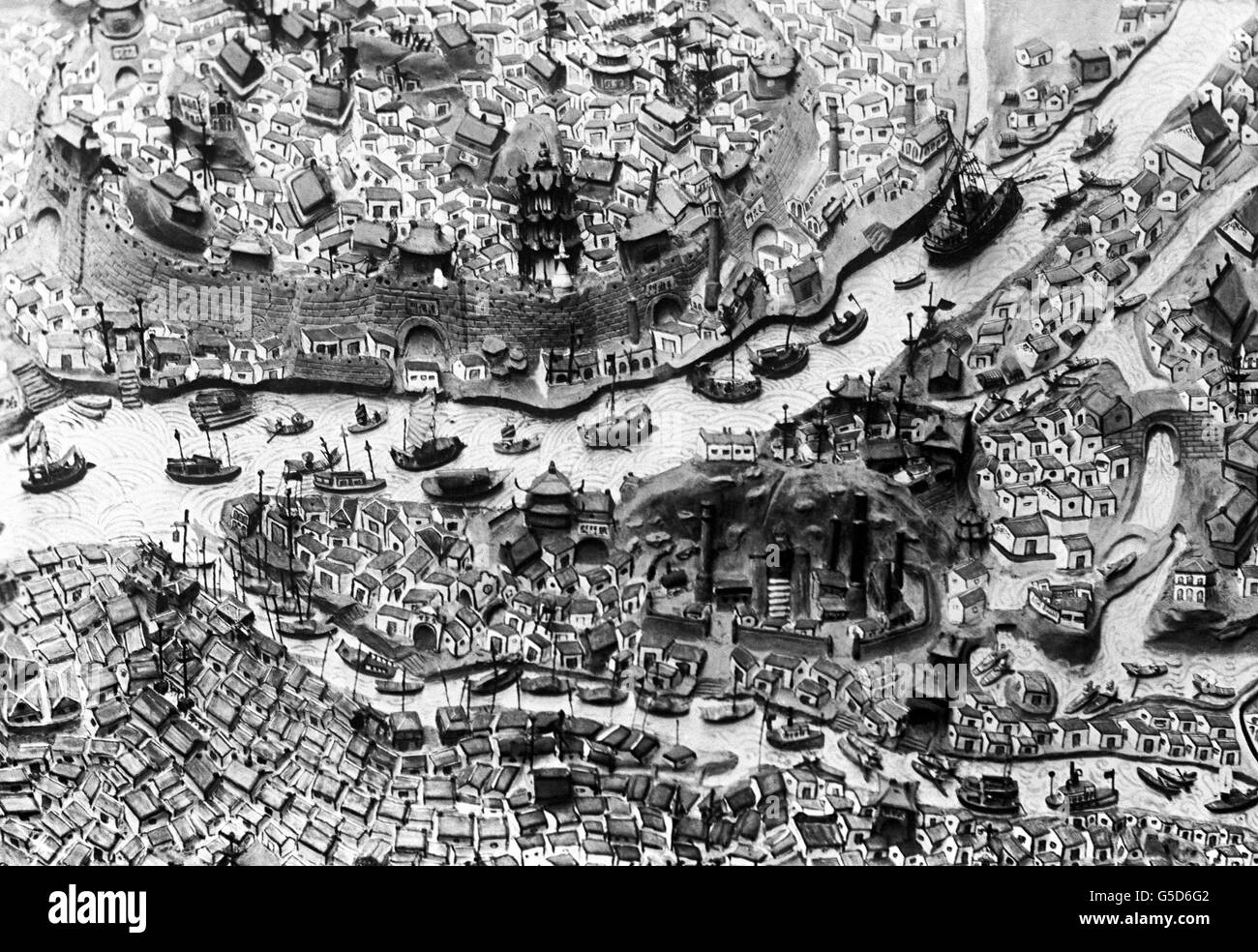 Antiquitäten - Karten - Peking. Eine Modellkarte, die eine Ansicht von oben über die Stadt Peking zeigt Stockfoto