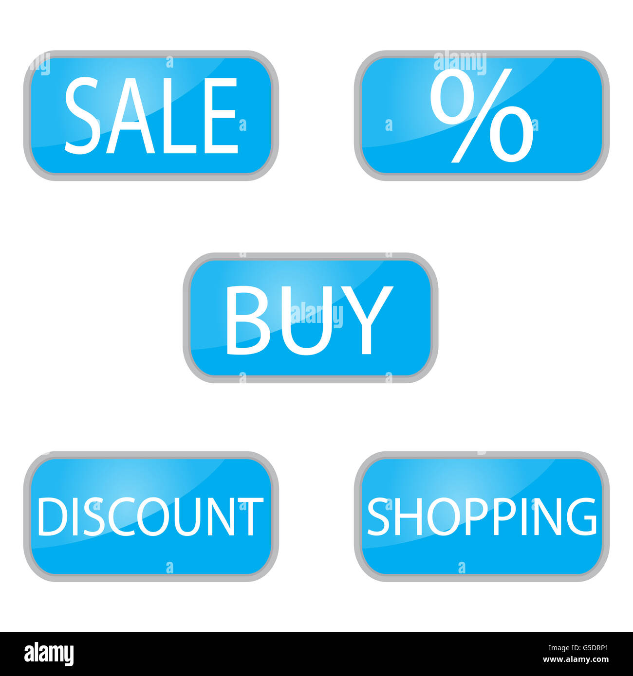 Web-Taste für Shooping und Online-Shop. Rabatt und Schaltflächen zu kaufen. Verkauf und Einkauf Tasten. Vektor-illustration Stockfoto