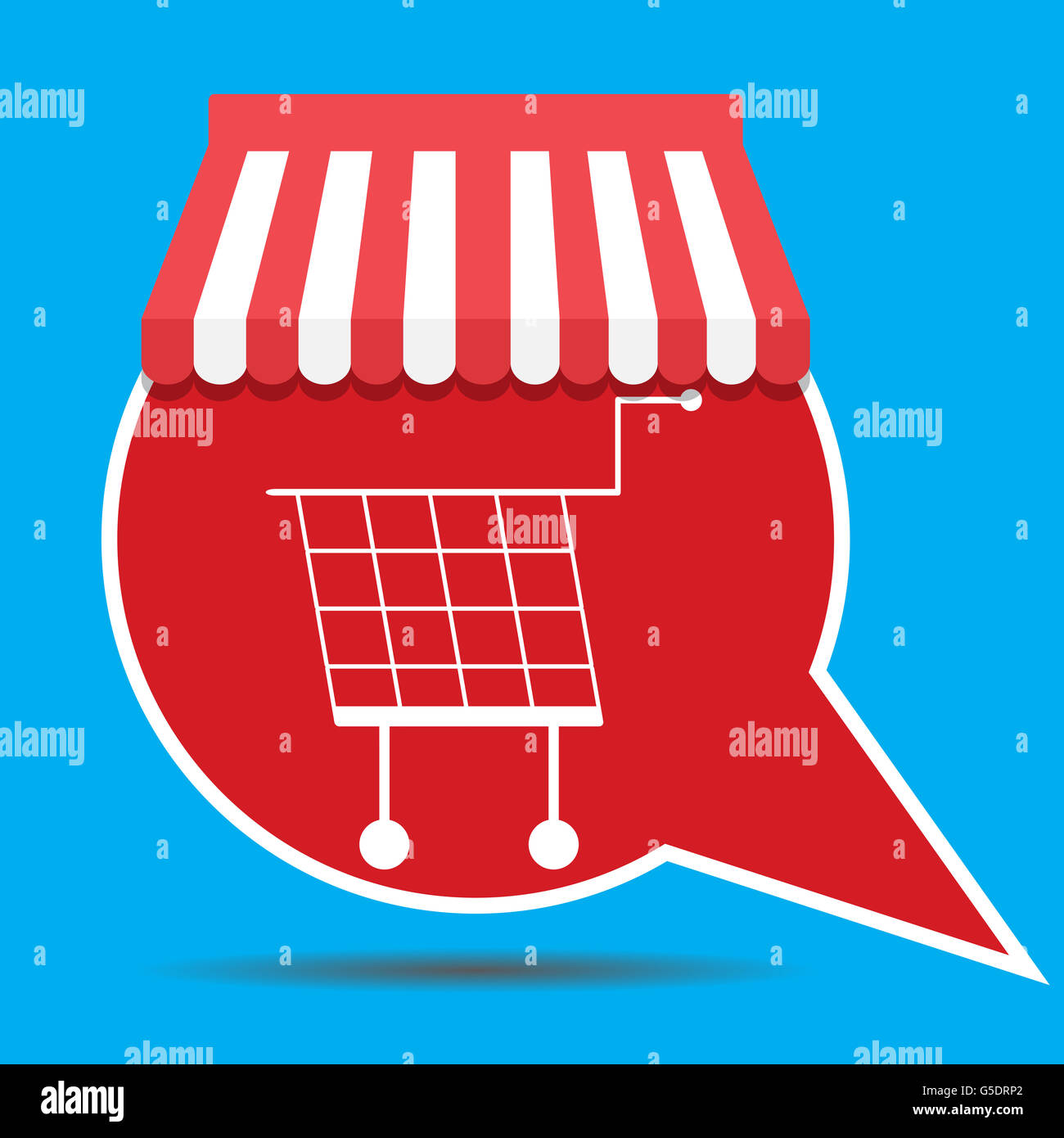 Etikett mit Warenkorb. Shopping Warenkorb-Icon und Einkaufskorb für Supermarkt, Vektor-illustration Stockfoto