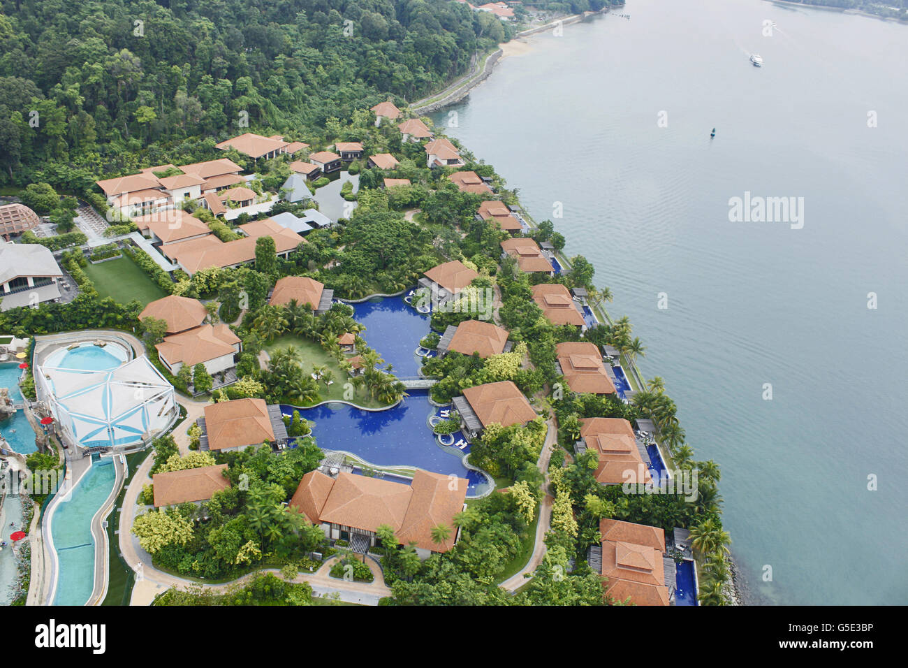 Luftaufnahme der Insel Sentosa, Singapur Stockfoto